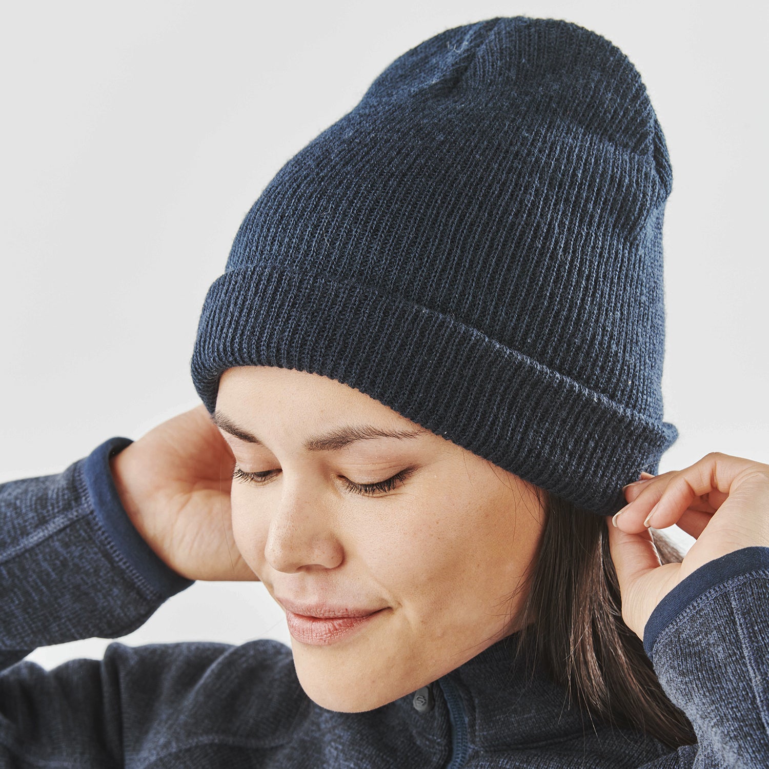 2点セット　Wool Knit Beanie (natural & black) IYEBRAO 2-Pieces Winter Beanie Hat Scarf Set Thick Fleece Lined