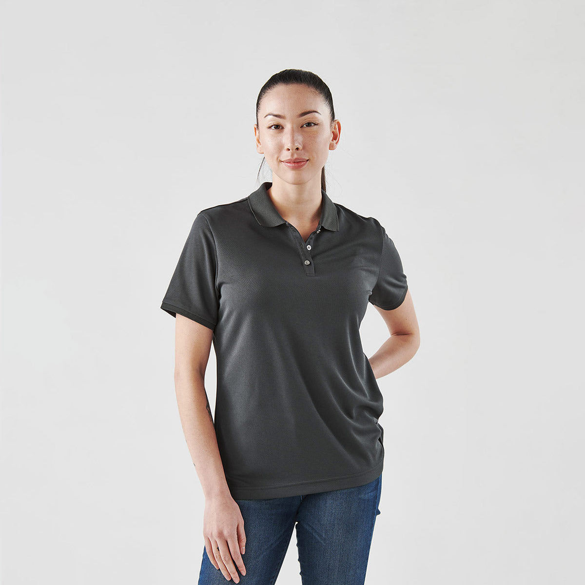 Black polo shirt for women sales