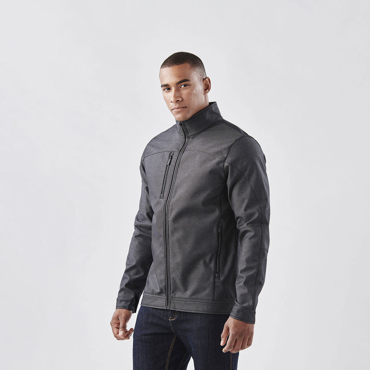 Soft Shell Stand Collar Jacket - Black